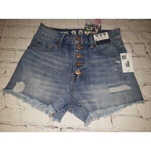 NWT Repreve THE WEDGE Super High-Rise Button Front Jean Shorts Size 1/25
